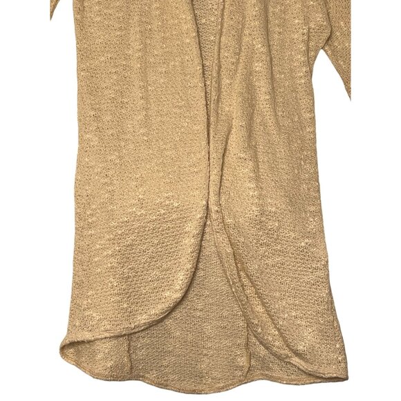 Beige Blu Planet Long Open Knit Duster Cardigan With 3/4 Sleeves Made In USA - Picture 3 of 14